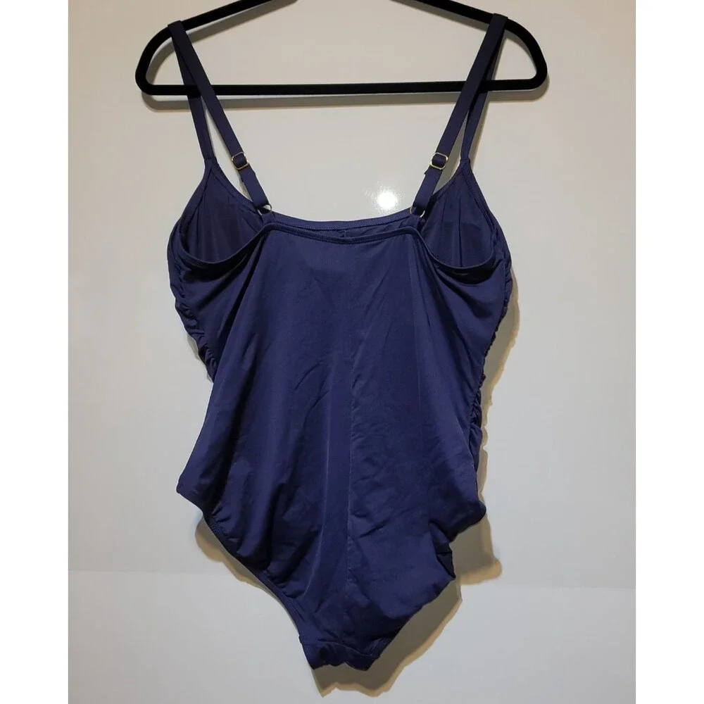 La Blanca Blue Island Goddess One Piece Swimsuit Ruched Plus Size‎ 16W